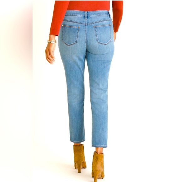 EUC Chico’s So Slimming Foulard Embroidered Girlfriend Ankle Jeans - Picture 2 of 10